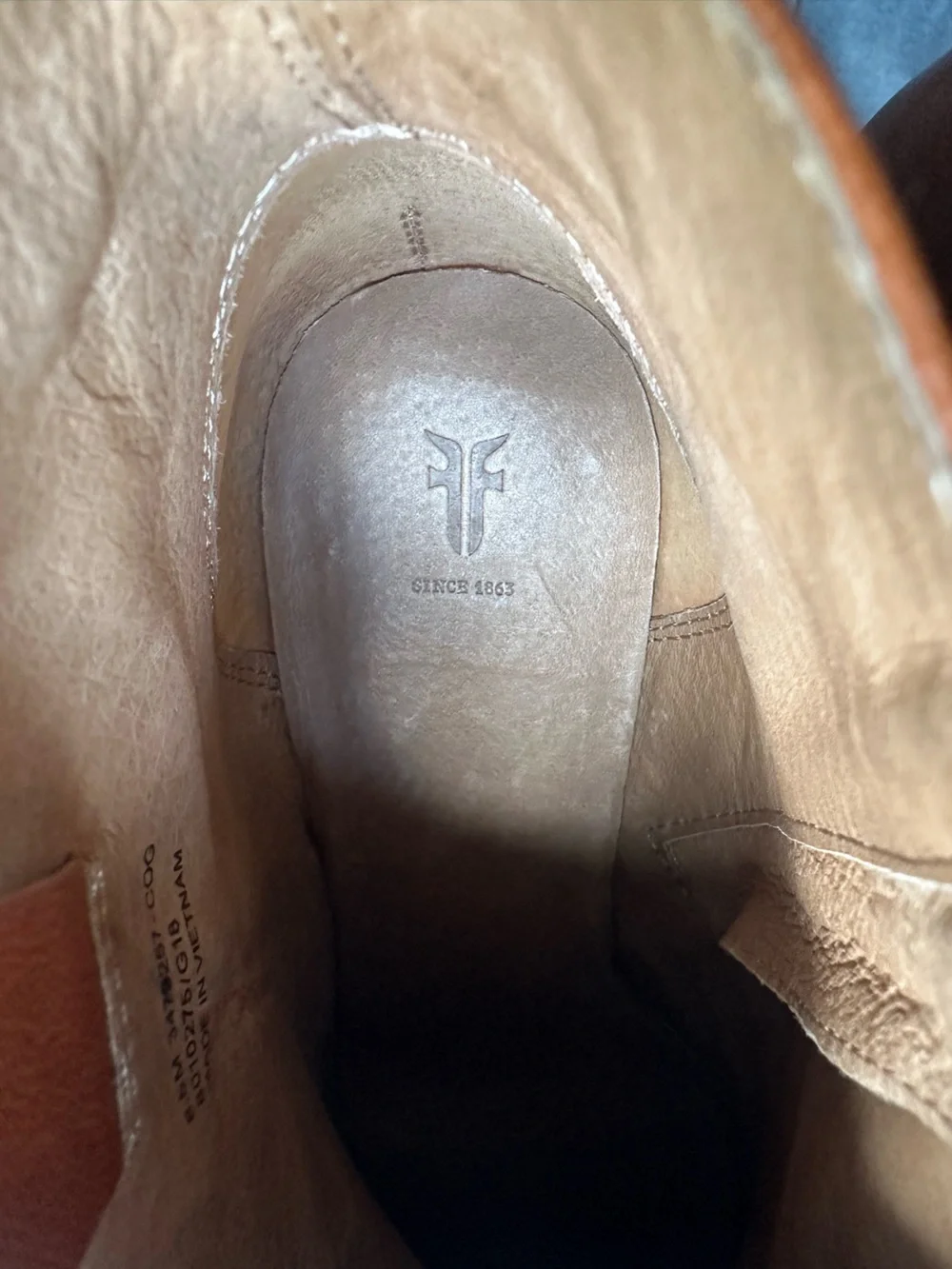 Frye‎ Reina Leather Ankle Booties in Cognac